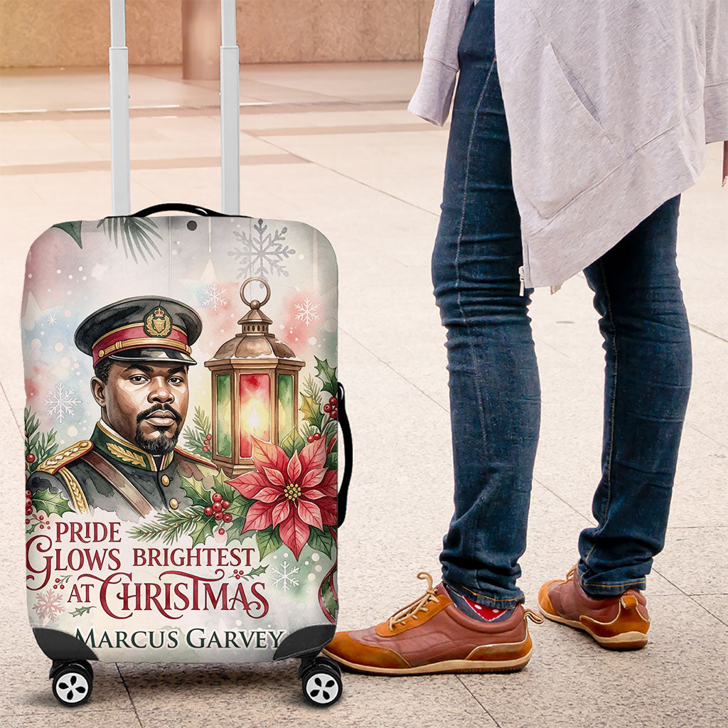 Marcus Garvey Christmas Luggage Cover Pride Glows Brightest Quote Watercolor Botanical Poinsettia