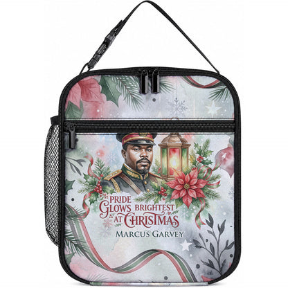 Marcus Garvey Christmas Lunch Bag Pride Glows Brightest Quote Watercolor Botanical Poinsettia
