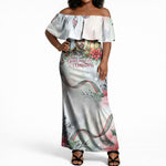 Marcus Garvey Christmas Off Shoulder Maxi Dress Pride Glows Brightest Quote Watercolor Botanical Poinsettia