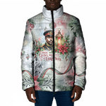 Marcus Garvey Christmas Padded Jacket Pride Glows Brightest Quote Watercolor Botanical Poinsettia