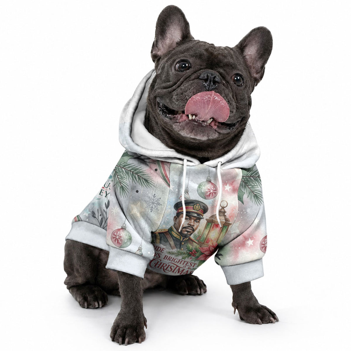Marcus Garvey Christmas Pet Hoodie Pride Glows Brightest Quote Watercolor Botanical Poinsettia