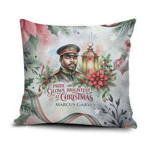 Marcus Garvey Christmas Pillow Cover Pride Glows Brightest Quote Watercolor Botanical Poinsettia