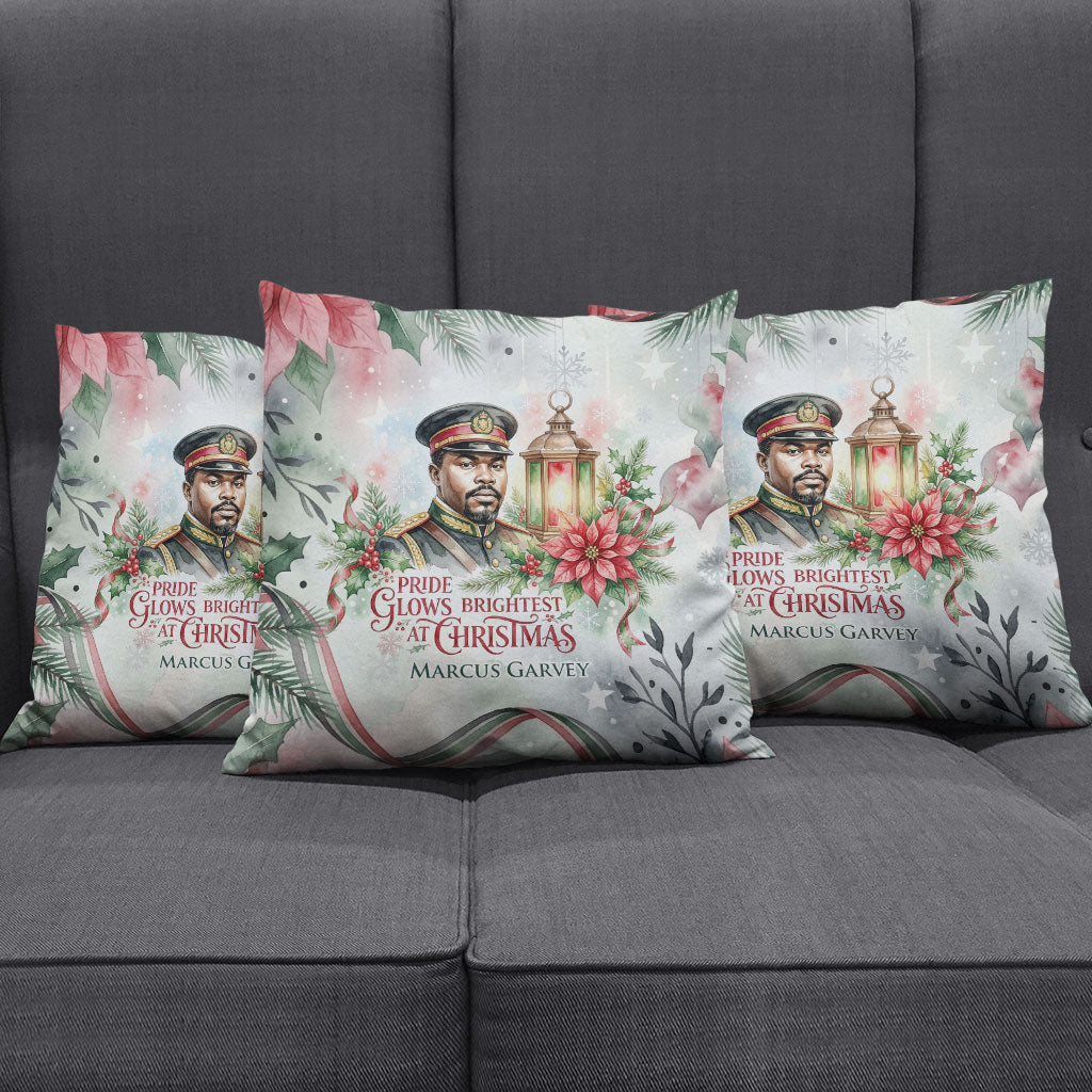 Marcus Garvey Christmas Pillow Cover Pride Glows Brightest Quote Watercolor Botanical Poinsettia