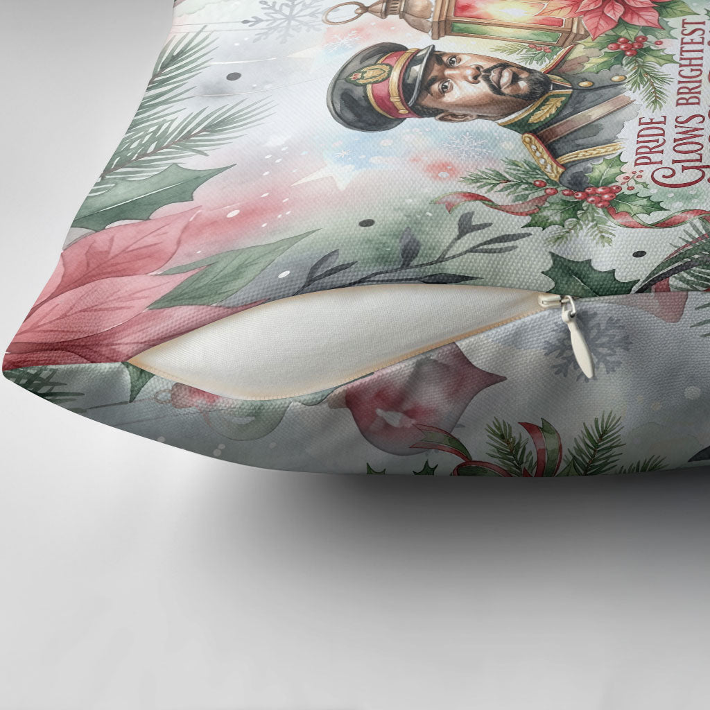 Marcus Garvey Christmas Pillow Cover Pride Glows Brightest Quote Watercolor Botanical Poinsettia