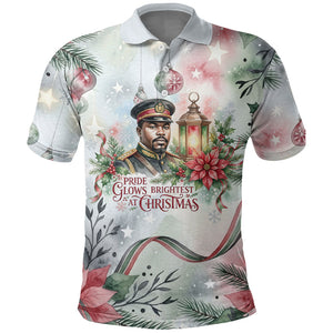 Marcus Garvey Christmas Polo Shirt Pride Glows Brightest Quote Watercolor Botanical Poinsettia