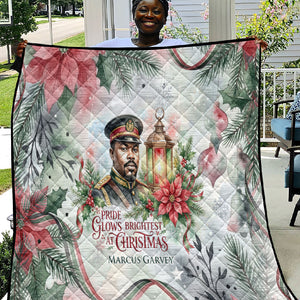 Marcus Garvey Christmas Quilt Pride Glows Brightest Quote Watercolor Botanical Poinsettia