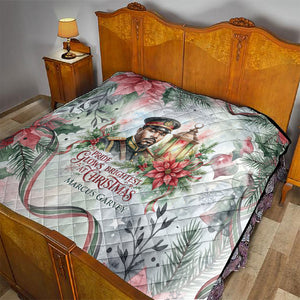 Marcus Garvey Christmas Quilt Pride Glows Brightest Quote Watercolor Botanical Poinsettia