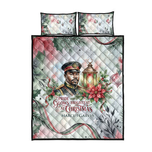 Marcus Garvey Christmas Quilt Bed Set Pride Glows Brightest Quote Watercolor Botanical Poinsettia