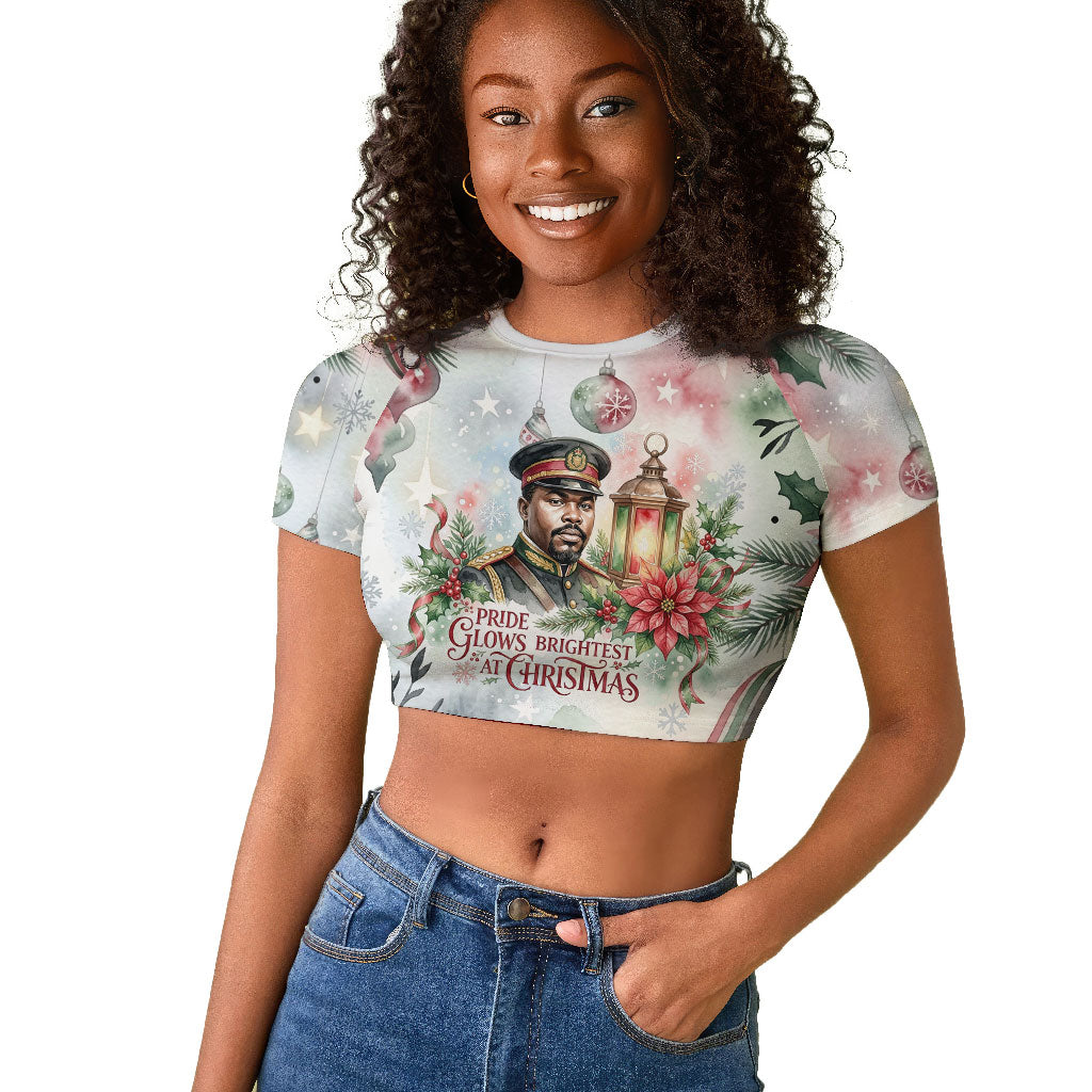 Marcus Garvey Christmas Raglan Cropped T shirt Pride Glows Brightest Quote Watercolor Botanical Poinsettia