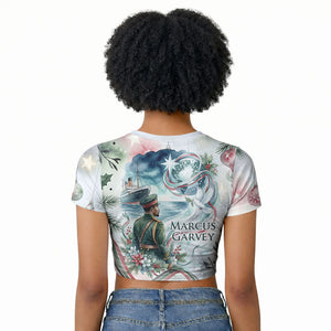 Marcus Garvey Christmas Raglan Cropped T shirt Pride Glows Brightest Quote Watercolor Botanical Poinsettia
