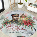 Marcus Garvey Christmas Round Carpet Pride Glows Brightest Quote Watercolor Botanical Poinsettia
