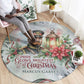 Marcus Garvey Christmas Round Carpet Pride Glows Brightest Quote Watercolor Botanical Poinsettia