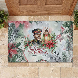 Marcus Garvey Christmas Rubber Doormat Pride Glows Brightest Quote Watercolor Botanical Poinsettia
