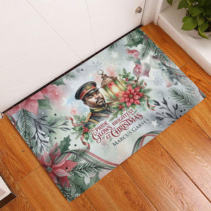 Marcus Garvey Christmas Rubber Doormat Pride Glows Brightest Quote Watercolor Botanical Poinsettia