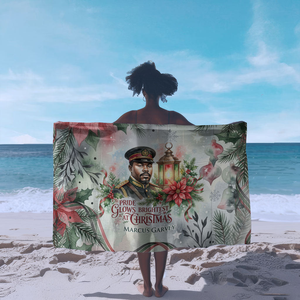 Marcus Garvey Christmas Sarong Pride Glows Brightest Quote Watercolor Botanical Poinsettia