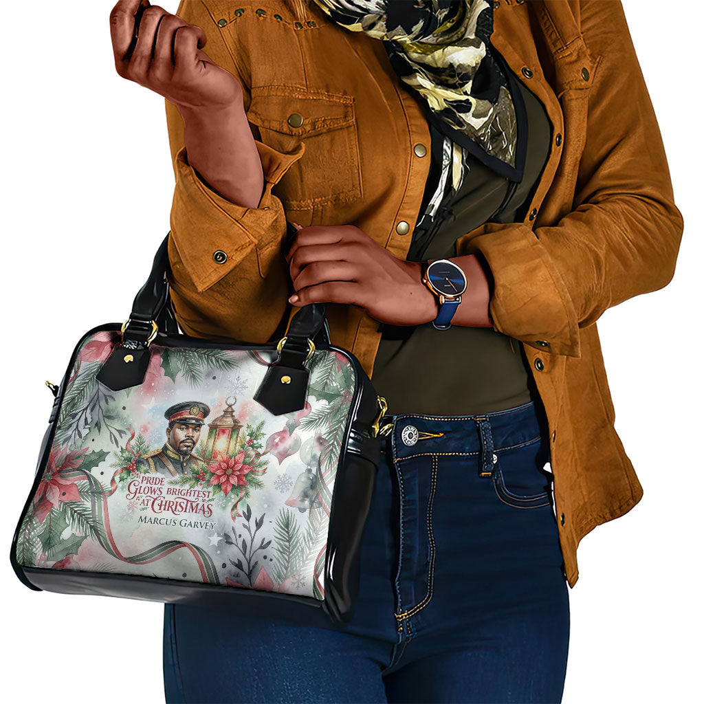 Marcus Garvey Christmas Shoulder Handbag Pride Glows Brightest Quote Watercolor Botanical Poinsettia