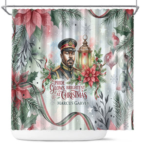 Marcus Garvey Christmas Shower Curtain Pride Glows Brightest Quote Watercolor Botanical Poinsettia