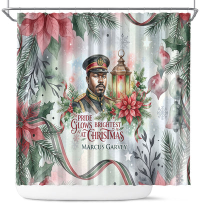 Marcus Garvey Christmas Shower Curtain Pride Glows Brightest Quote Watercolor Botanical Poinsettia