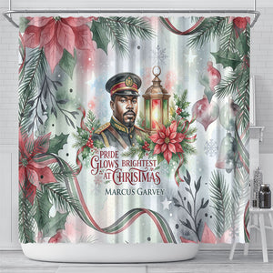Marcus Garvey Christmas Shower Curtain Pride Glows Brightest Quote Watercolor Botanical Poinsettia