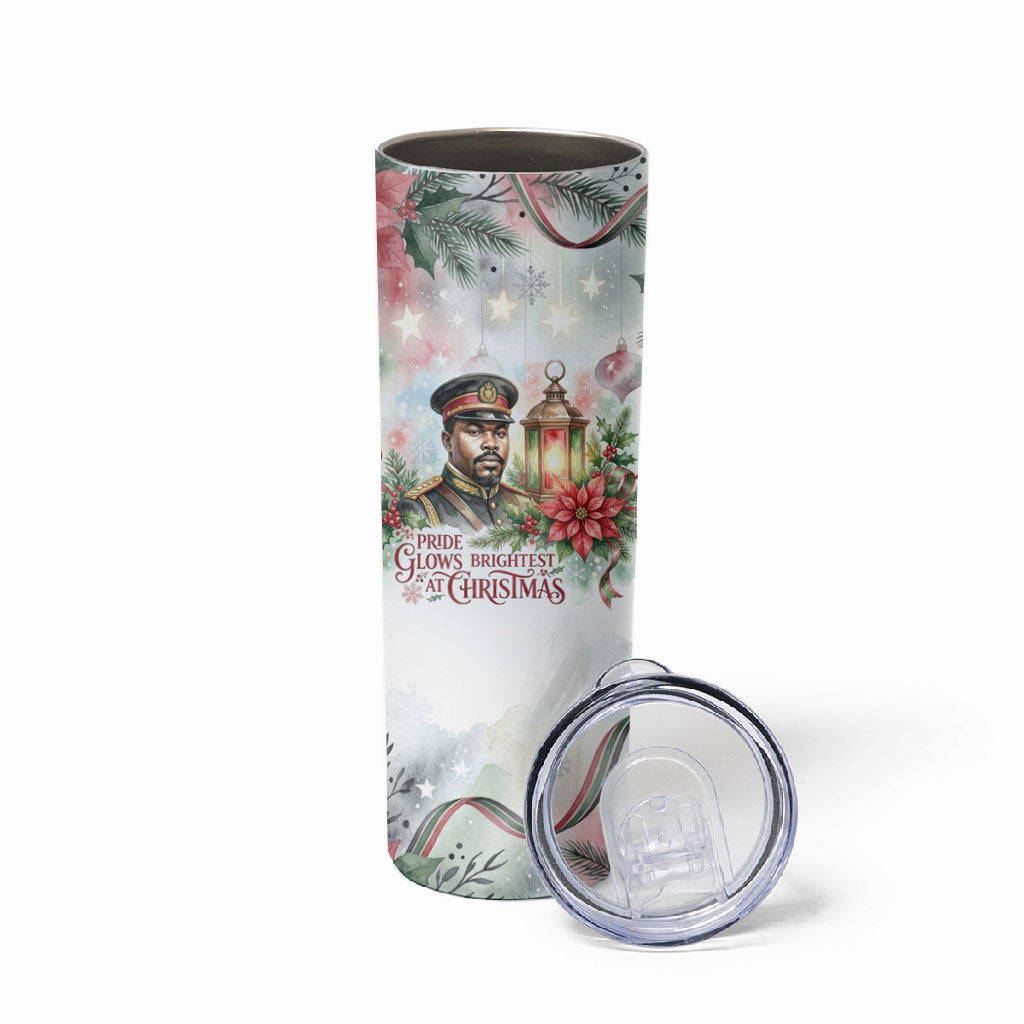 Marcus Garvey Christmas Skinny Tumbler Pride Glows Brightest Quote Watercolor Botanical Poinsettia