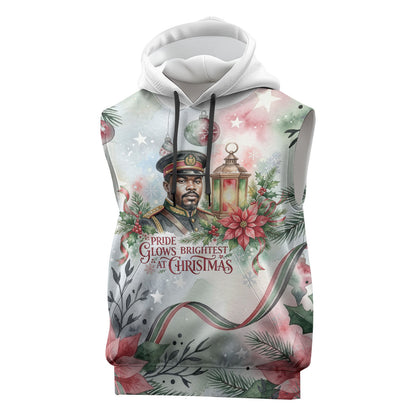 Marcus Garvey Christmas Sleeveless Hoodie Pride Glows Brightest Quote Watercolor Botanical Poinsettia