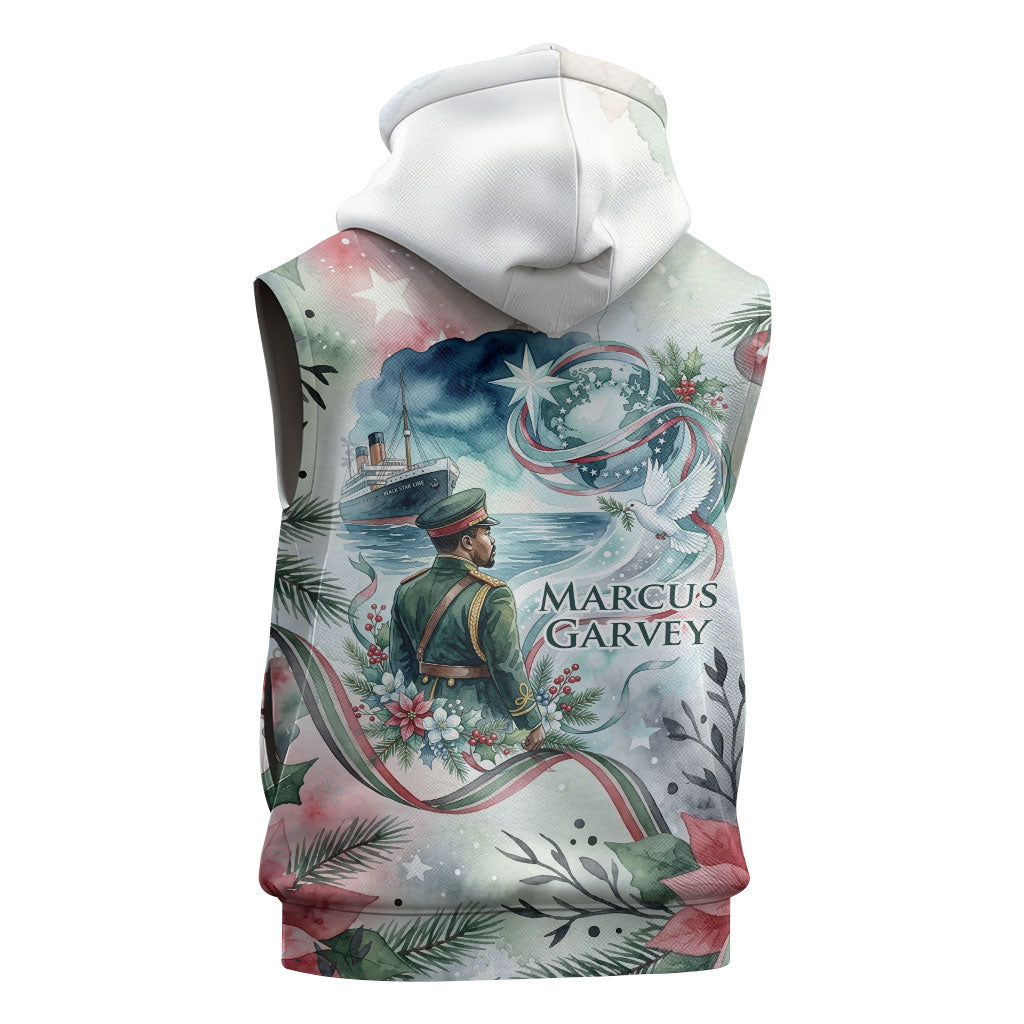 Marcus Garvey Christmas Sleeveless Hoodie Pride Glows Brightest Quote Watercolor Botanical Poinsettia