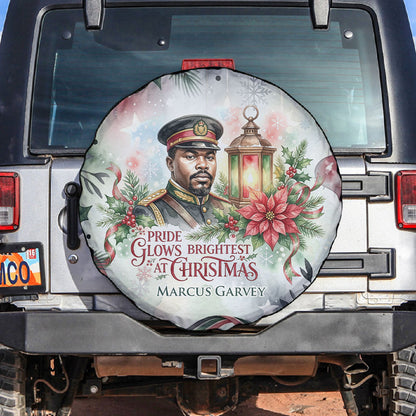 Marcus Garvey Christmas Spare Tire Cover Pride Glows Brightest Quote Watercolor Botanical Poinsettia