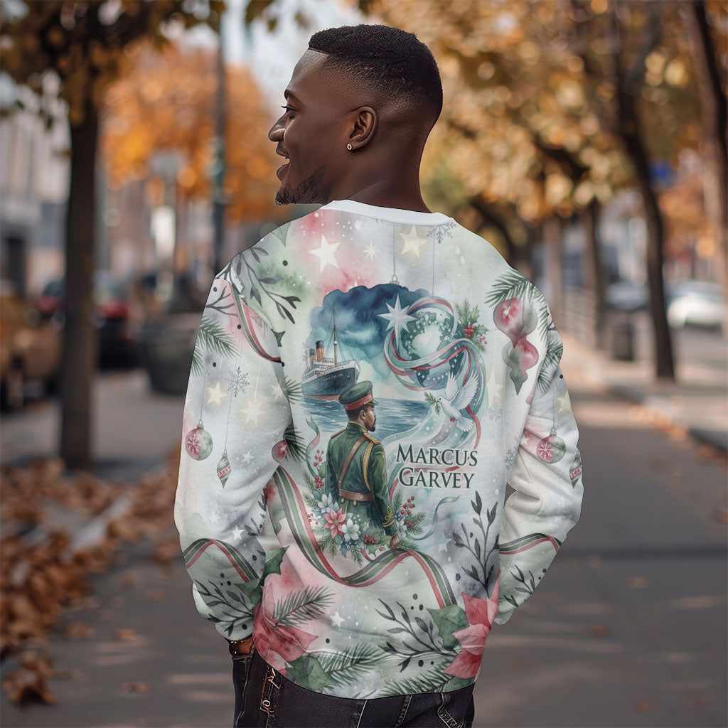 Marcus Garvey Christmas Sweatshirt Pride Glows Brightest Quote Watercolor Botanical Poinsettia