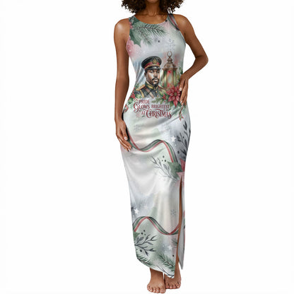Marcus Garvey Christmas Tank Maxi Dress Pride Glows Brightest Quote Watercolor Botanical Poinsettia