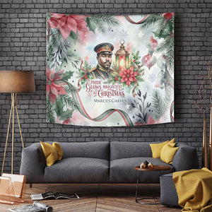 Marcus Garvey Christmas Tapestry Pride Glows Brightest Quote Watercolor Botanical Poinsettia