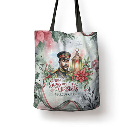 Marcus Garvey Christmas Tote Bag Pride Glows Brightest Quote Watercolor Botanical Poinsettia