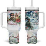 Marcus Garvey Christmas Tumbler With Handle Pride Glows Brightest Quote Watercolor Botanical Poinsettia