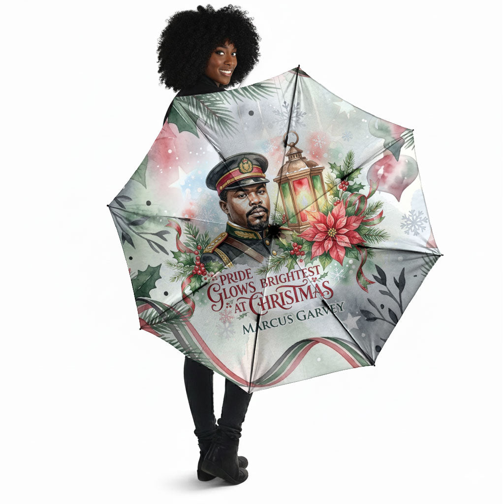 Marcus Garvey Christmas Umbrella Pride Glows Brightest Quote Watercolor Botanical Poinsettia