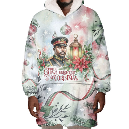 Marcus Garvey Christmas Wearable Blanket Hoodie Pride Glows Brightest Quote Watercolor Botanical Poinsettia