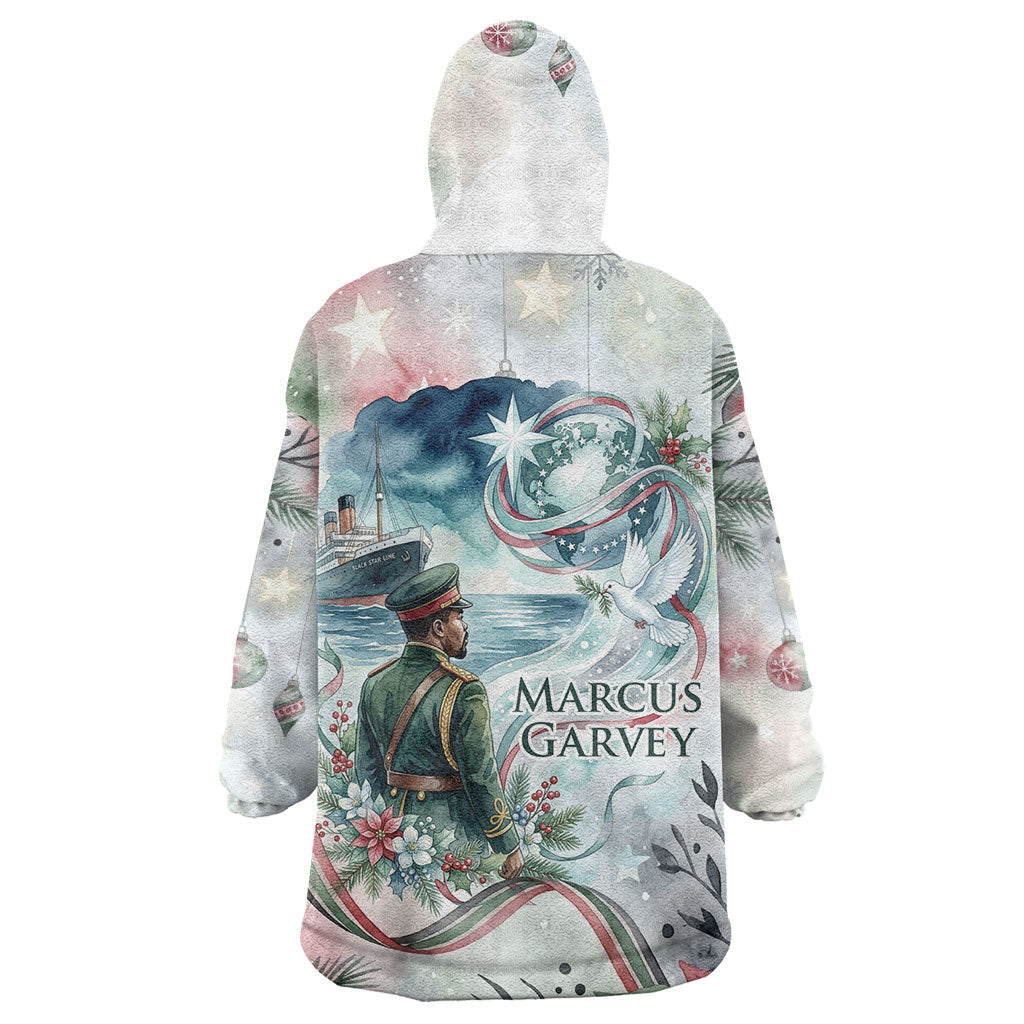 Marcus Garvey Christmas Wearable Blanket Hoodie Pride Glows Brightest Quote Watercolor Botanical Poinsettia