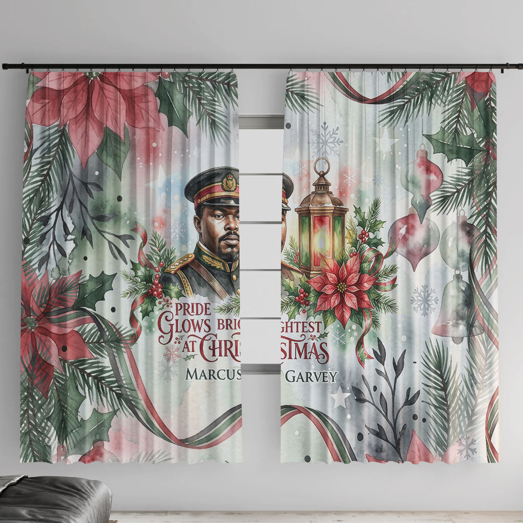 Marcus Garvey Christmas Window Curtain Pride Glows Brightest Quote Watercolor Botanical Poinsettia