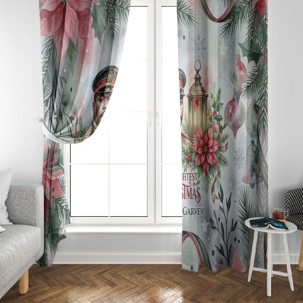 Marcus Garvey Christmas Window Curtain Pride Glows Brightest Quote Watercolor Botanical Poinsettia