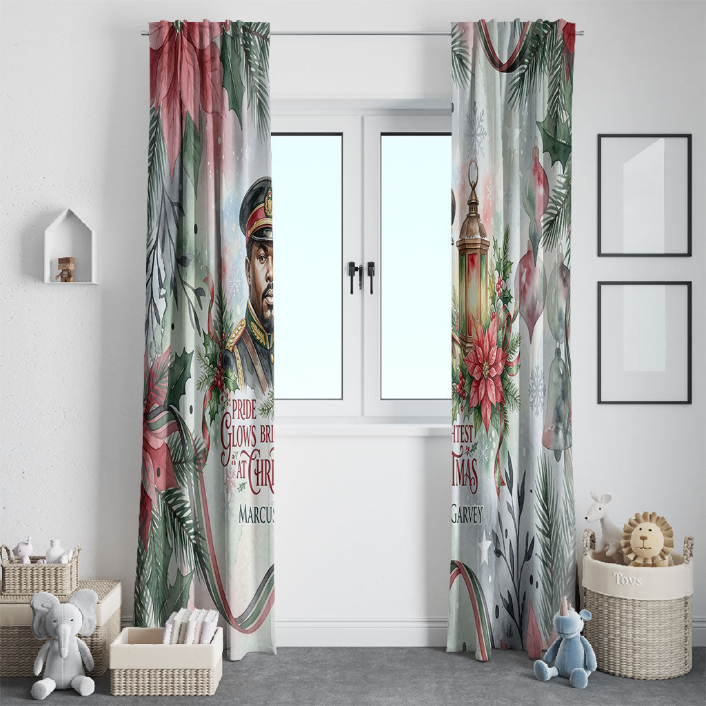 Marcus Garvey Christmas Window Curtain Pride Glows Brightest Quote Watercolor Botanical Poinsettia