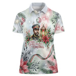 Marcus Garvey Christmas Women Polo Shirt Pride Glows Brightest Quote Watercolor Botanical Poinsettia