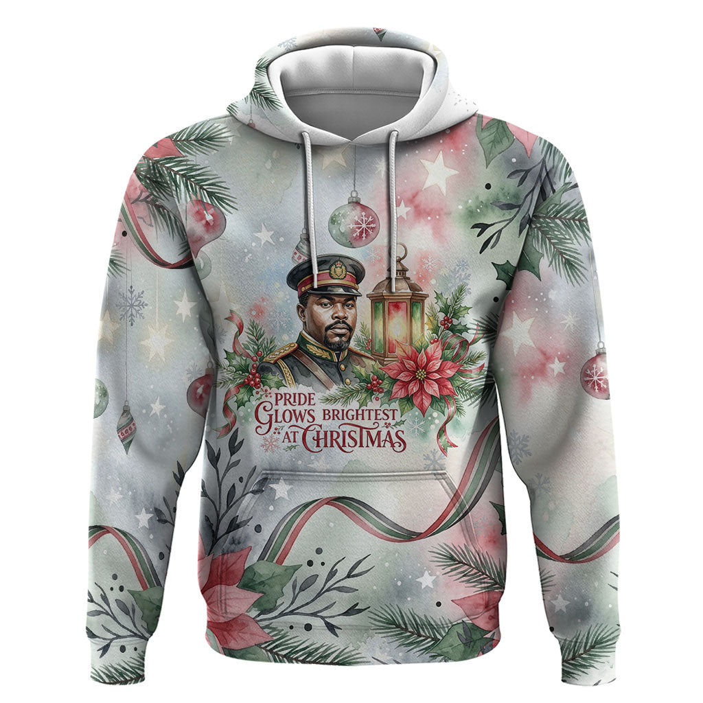 Marcus Garvey Christmas Zip Hoodie Pride Glows Brightest Quote Watercolor Botanical Poinsettia