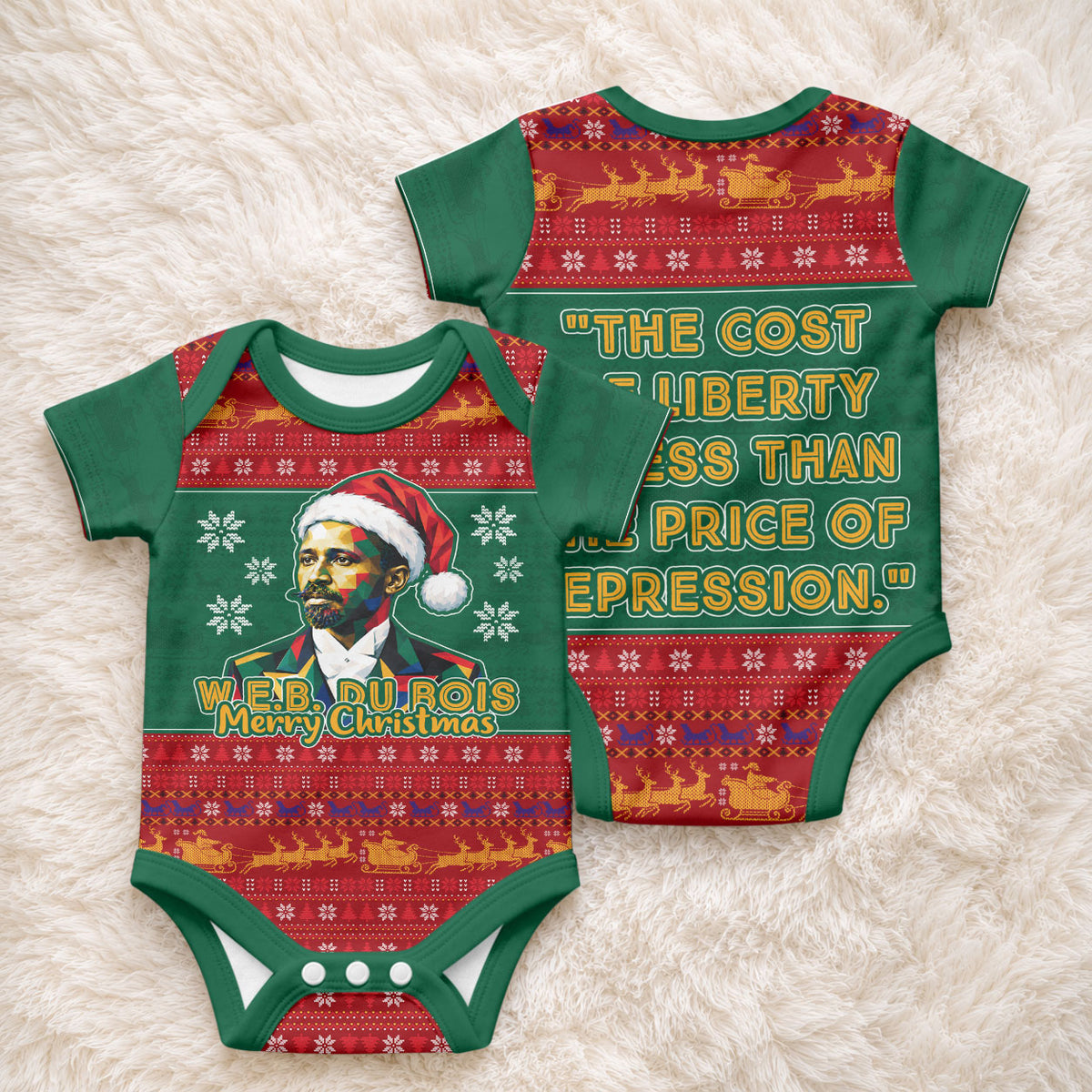 W.E.B. Du Bois Christmas Baby Onesie Inspirational Liberty Quote Ugly Knitted Pattern Festive