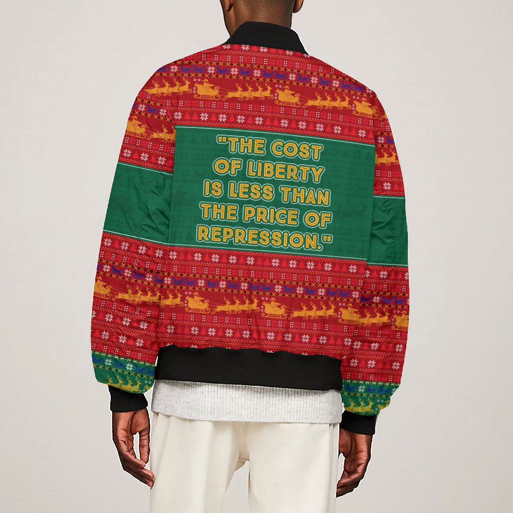 W.E.B. Du Bois Christmas Bomber Jacket Inspirational Liberty Quote Ugly Knitted Pattern Festive