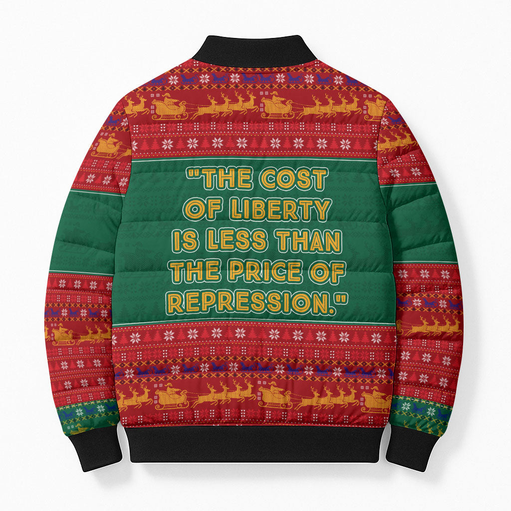 W.E.B. Du Bois Christmas Bomber Puffer Jacket Inspirational Liberty Quote Ugly Knitted Pattern Festive