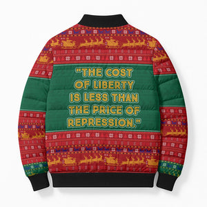 W.E.B. Du Bois Christmas Bomber Puffer Jacket Inspirational Liberty Quote Ugly Knitted Pattern Festive