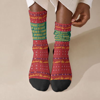 W.E.B. Du Bois Christmas Crew Socks Inspirational Liberty Quote Ugly Knitted Pattern Festive