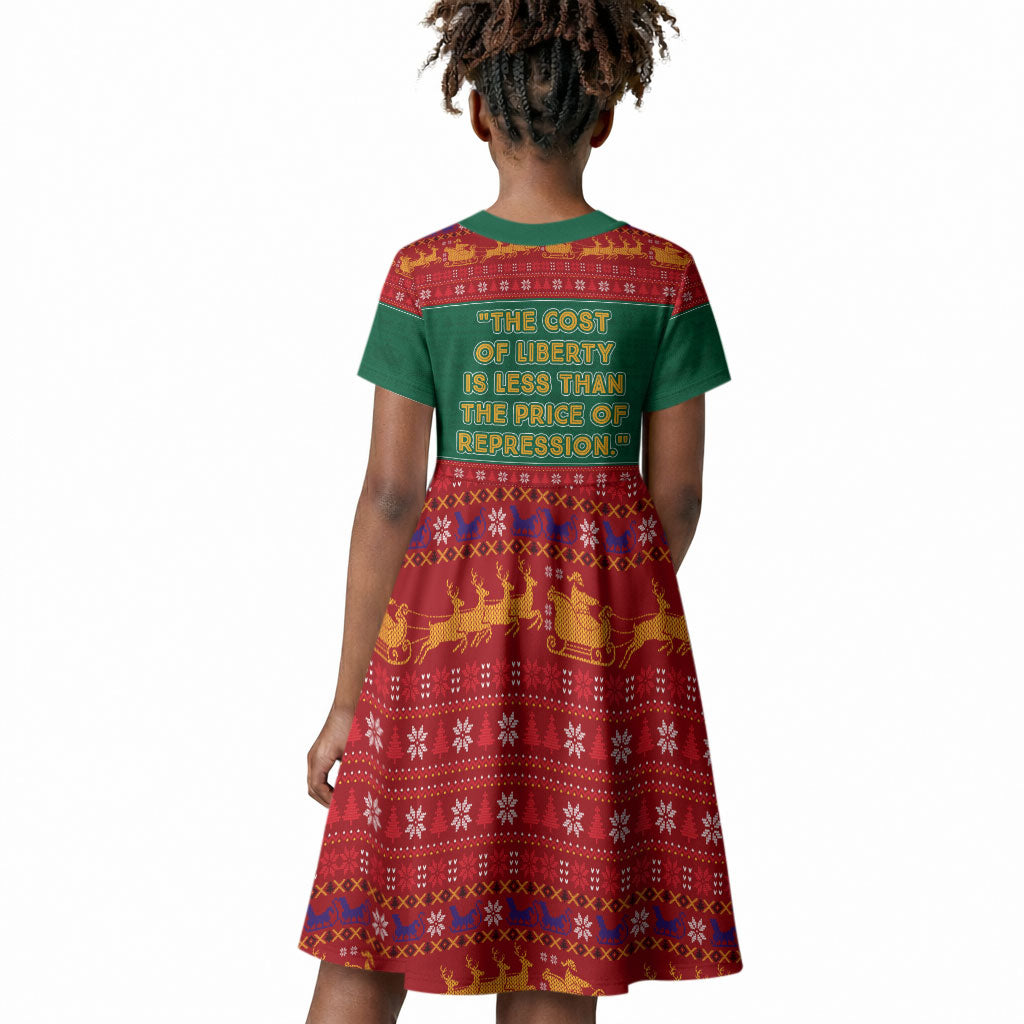 W.E.B. Du Bois Christmas Kid Short Sleeve Dress Inspirational Liberty Quote Ugly Knitted Pattern Festive