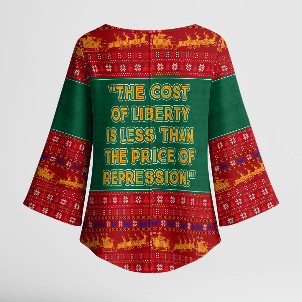 W.E.B. Du Bois Christmas Kimono Sleeve Blouse Inspirational Liberty Quote Ugly Knitted Pattern Festive