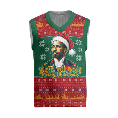 W.E.B. Du Bois Christmas Knitted V-Neck Vest Inspirational Liberty Quote Ugly Knitted Pattern Festive
