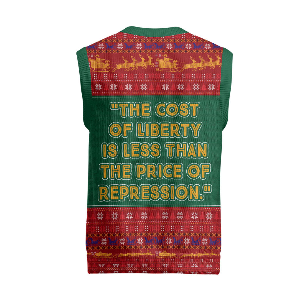 W.E.B. Du Bois Christmas Knitted V-Neck Vest Inspirational Liberty Quote Ugly Knitted Pattern Festive