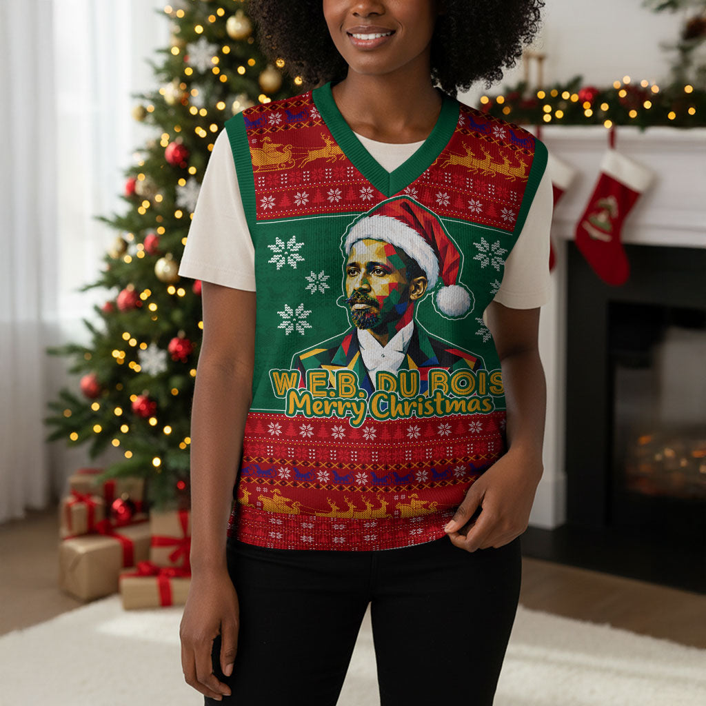 W.E.B. Du Bois Christmas Knitted V-Neck Vest Inspirational Liberty Quote Ugly Knitted Pattern Festive